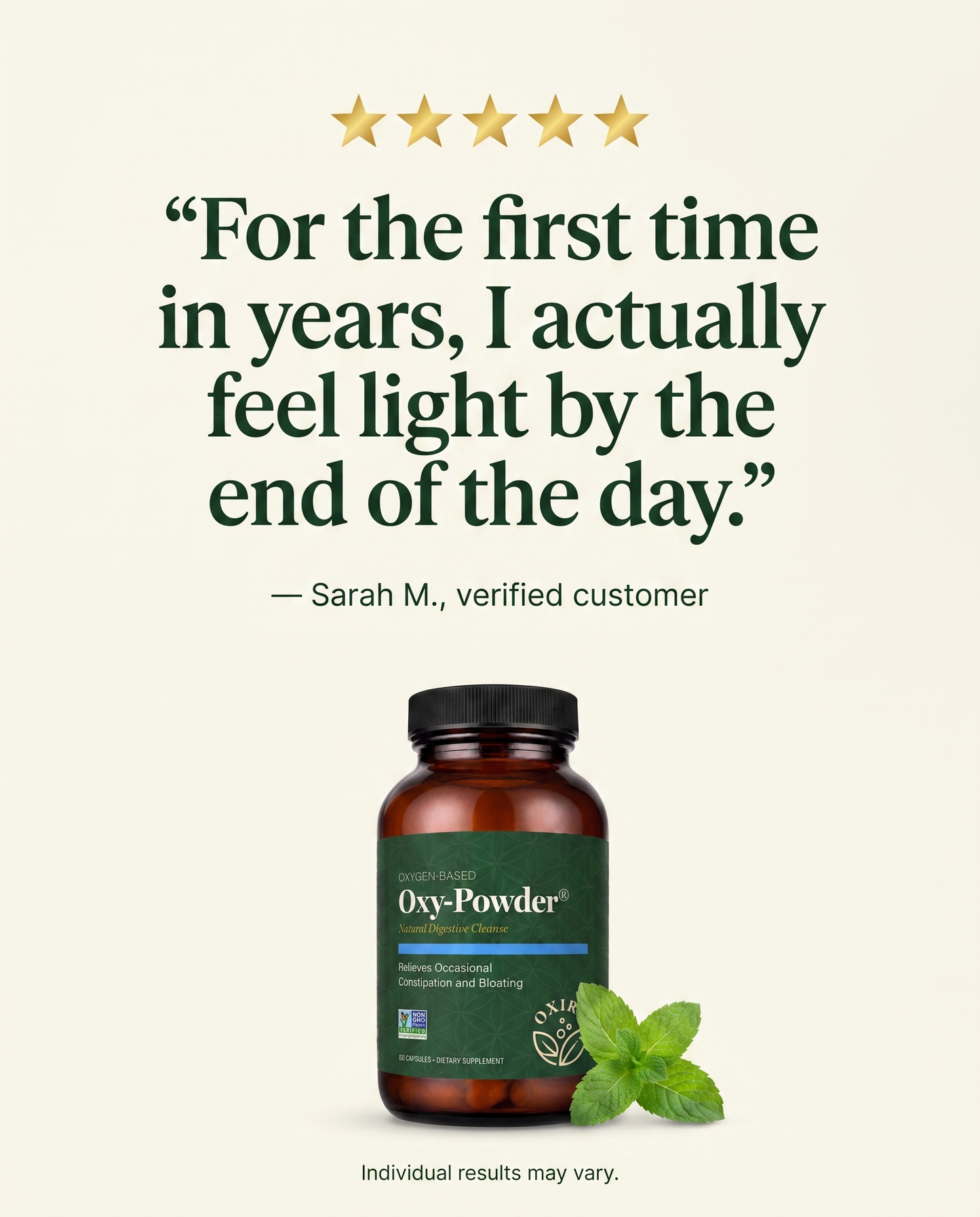 Oxira 5-star customer testimonial