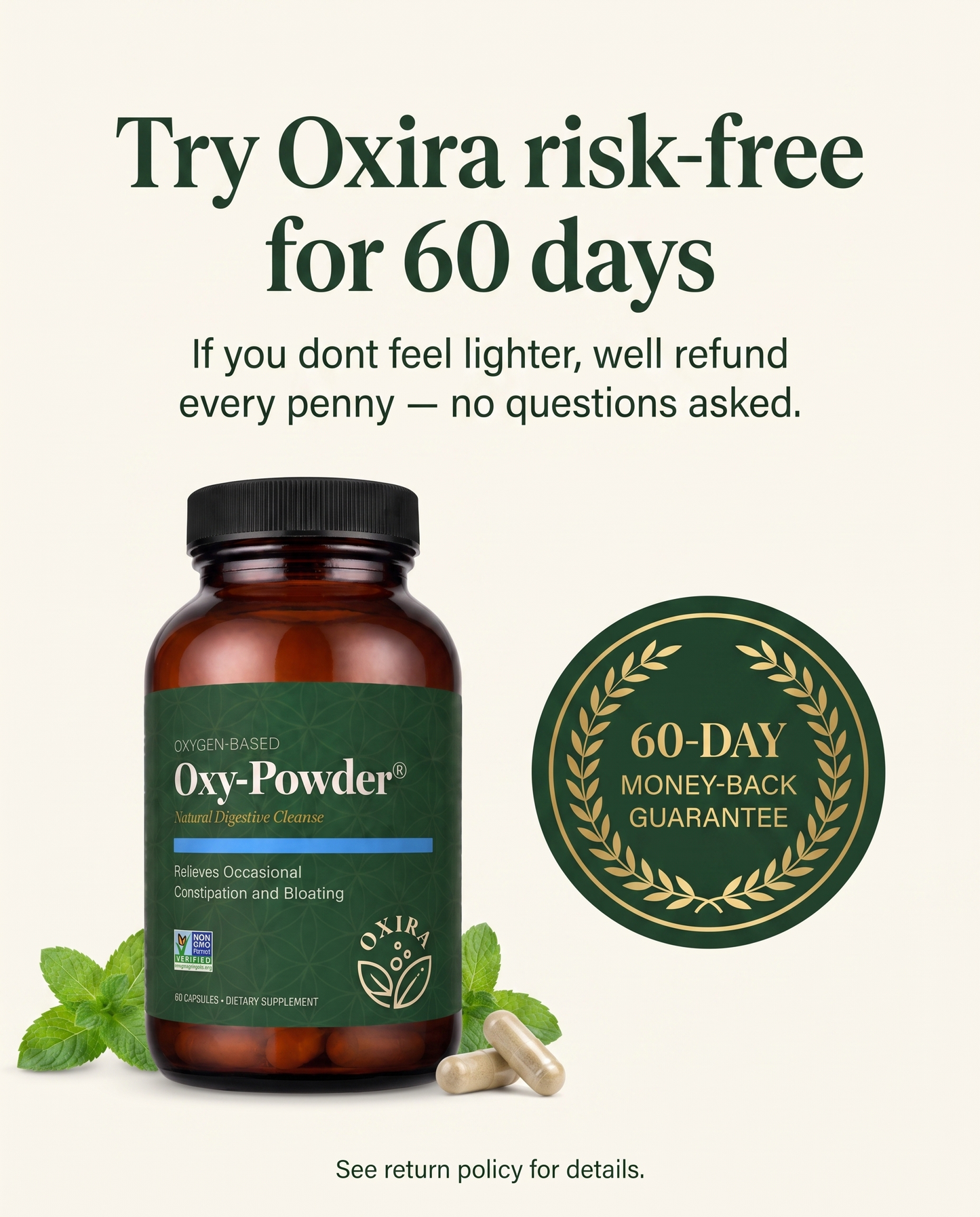 Oxira 60-day money-back guarantee