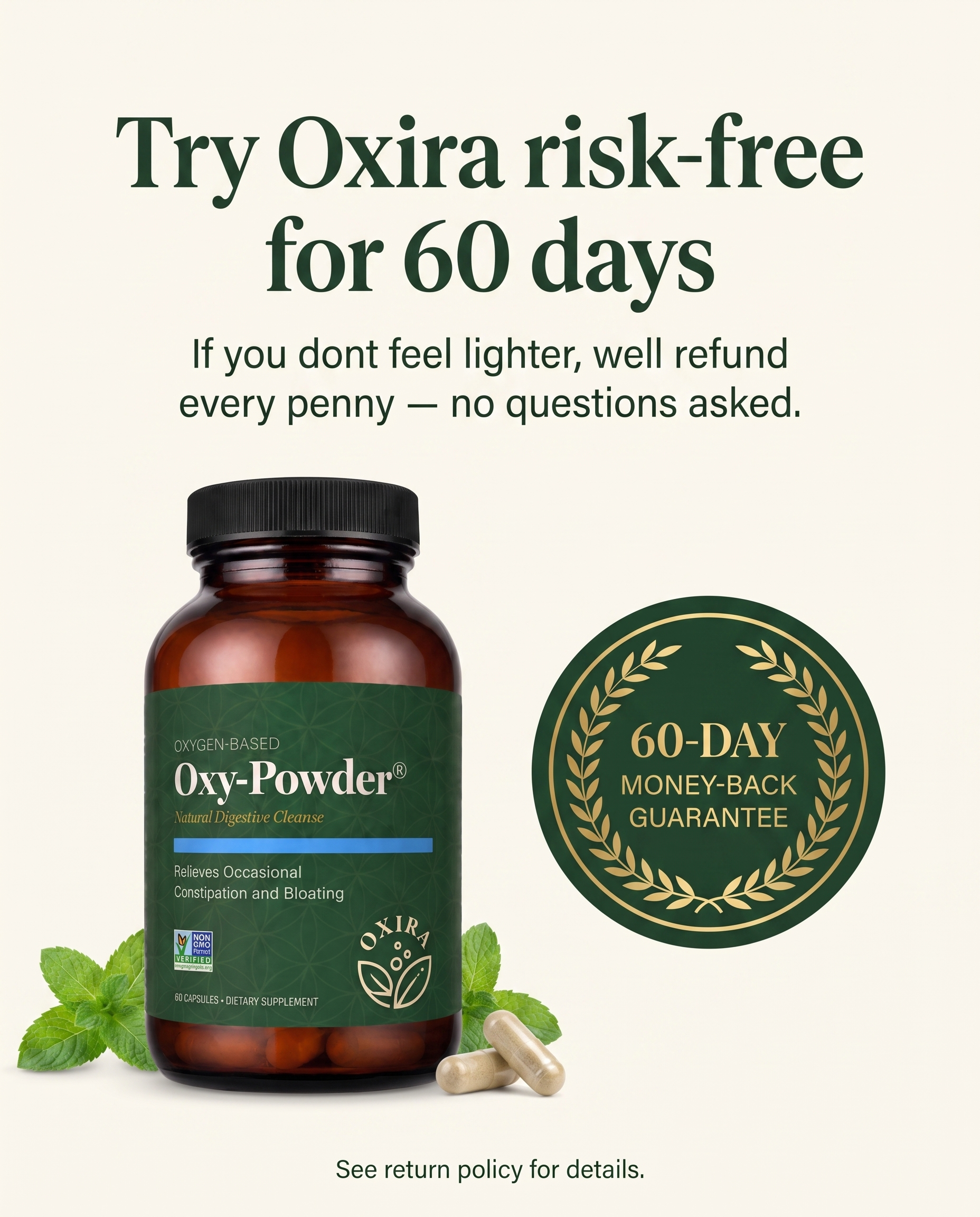 Oxira 60-day money-back guarantee